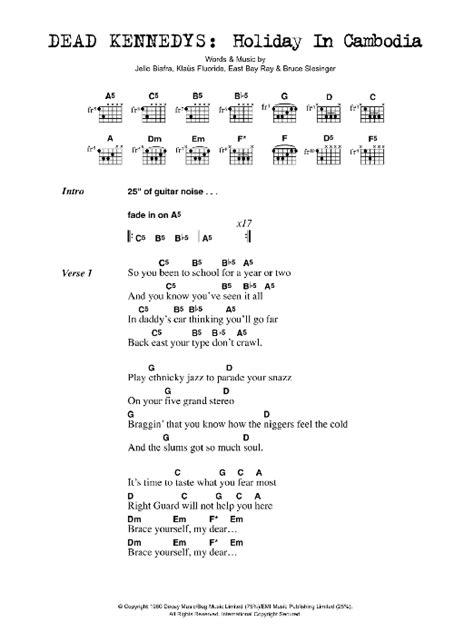 holiday in cambodia chords